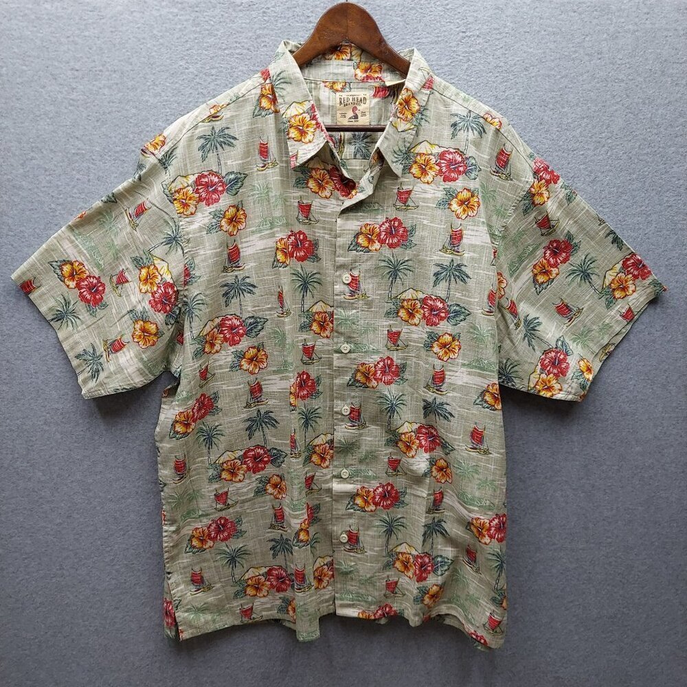 Red Head Brand Co. Mens Floral Hawaiian Short‎ Sleeve Button-Up Shirt 3XL